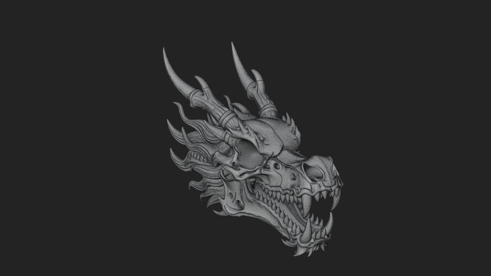 Dragon Skull Bust Statue Design 9 3D Print Model 3D Model