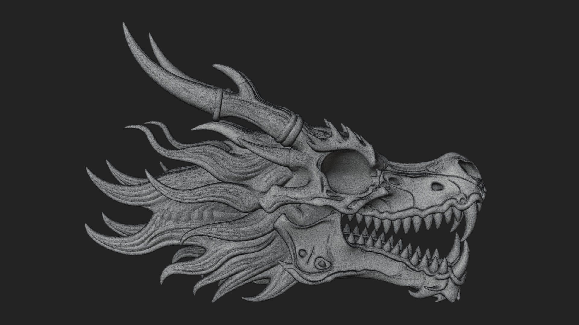Dragon Skull Bust Statue Design 9 3D Print Model 3D Model
