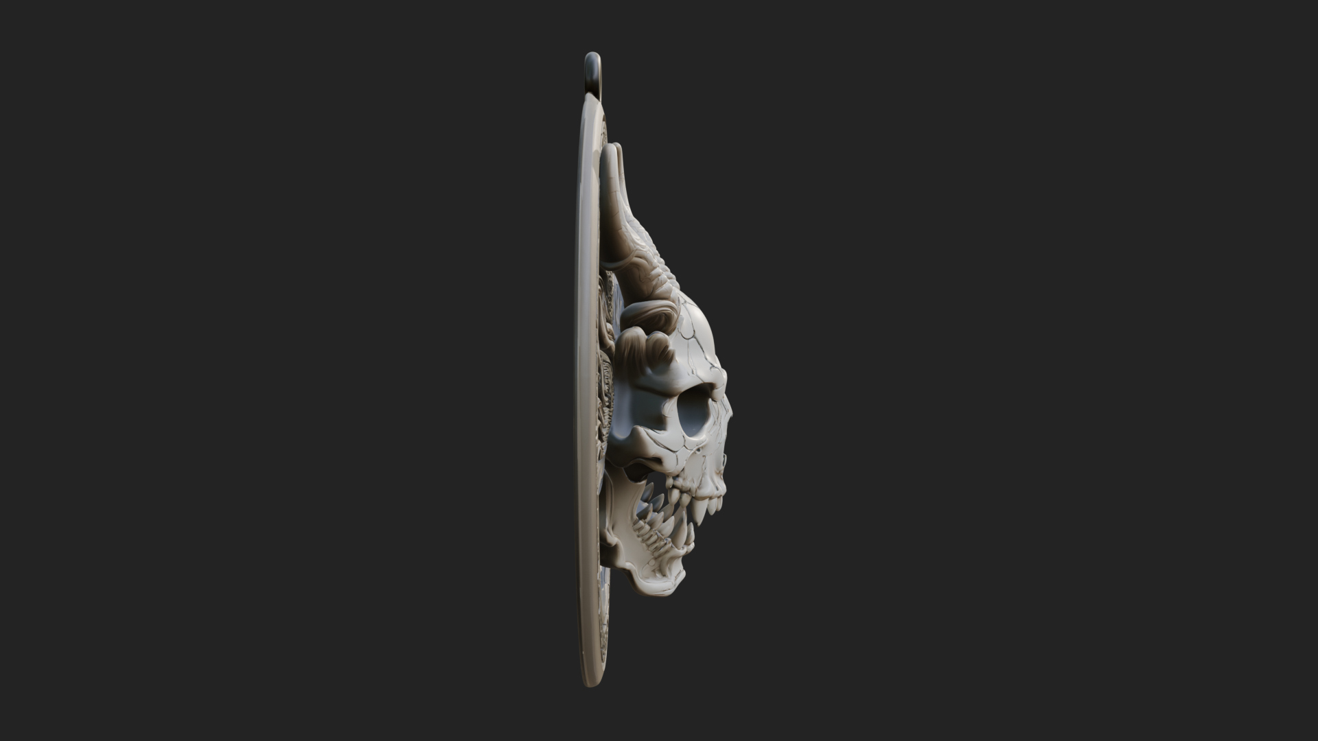 Dragon Skull Oval Relief Plaque Design 1 3D Print Model 3D Model