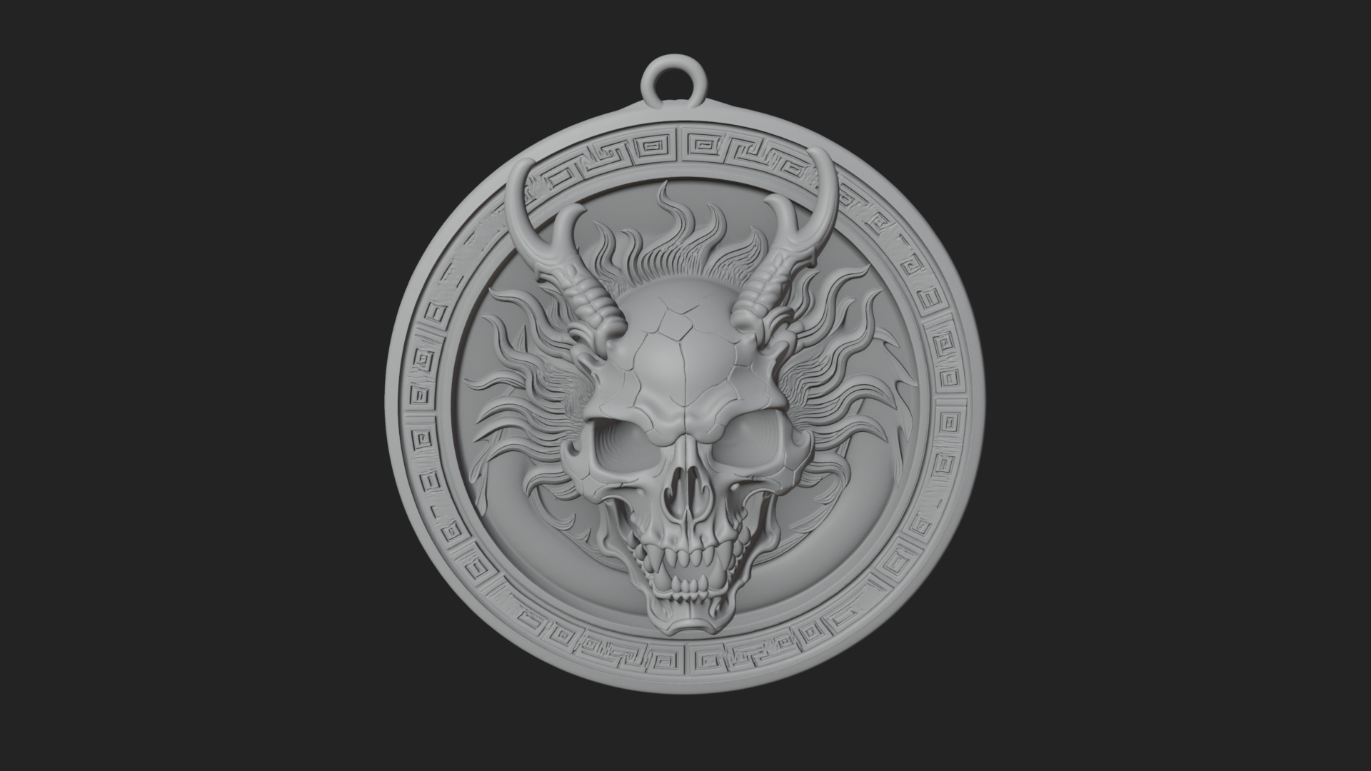 Dragon Skull Oval Relief Plaque Design 1 3D Print Model 3D Model