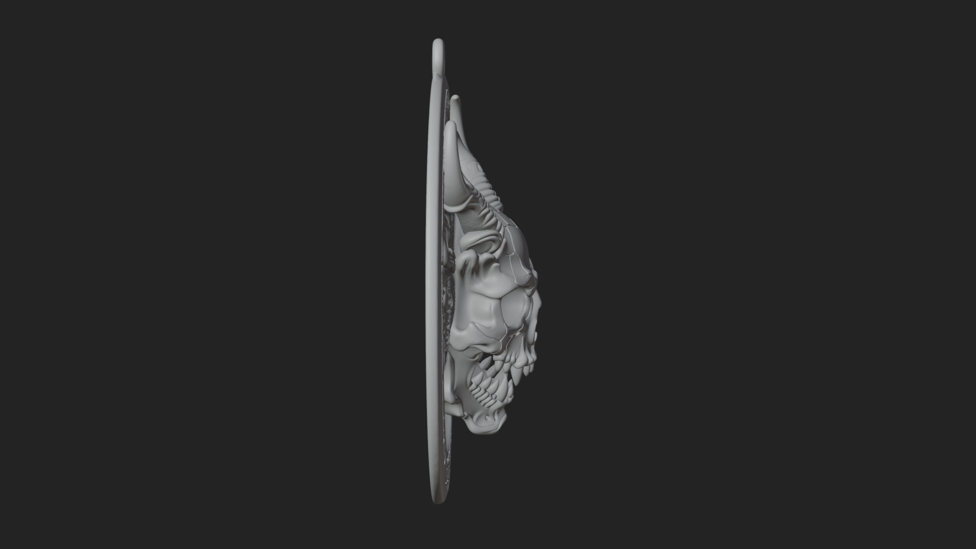 Dragon Skull Oval Relief Plaque Design 1 3D Print Model 3D Model