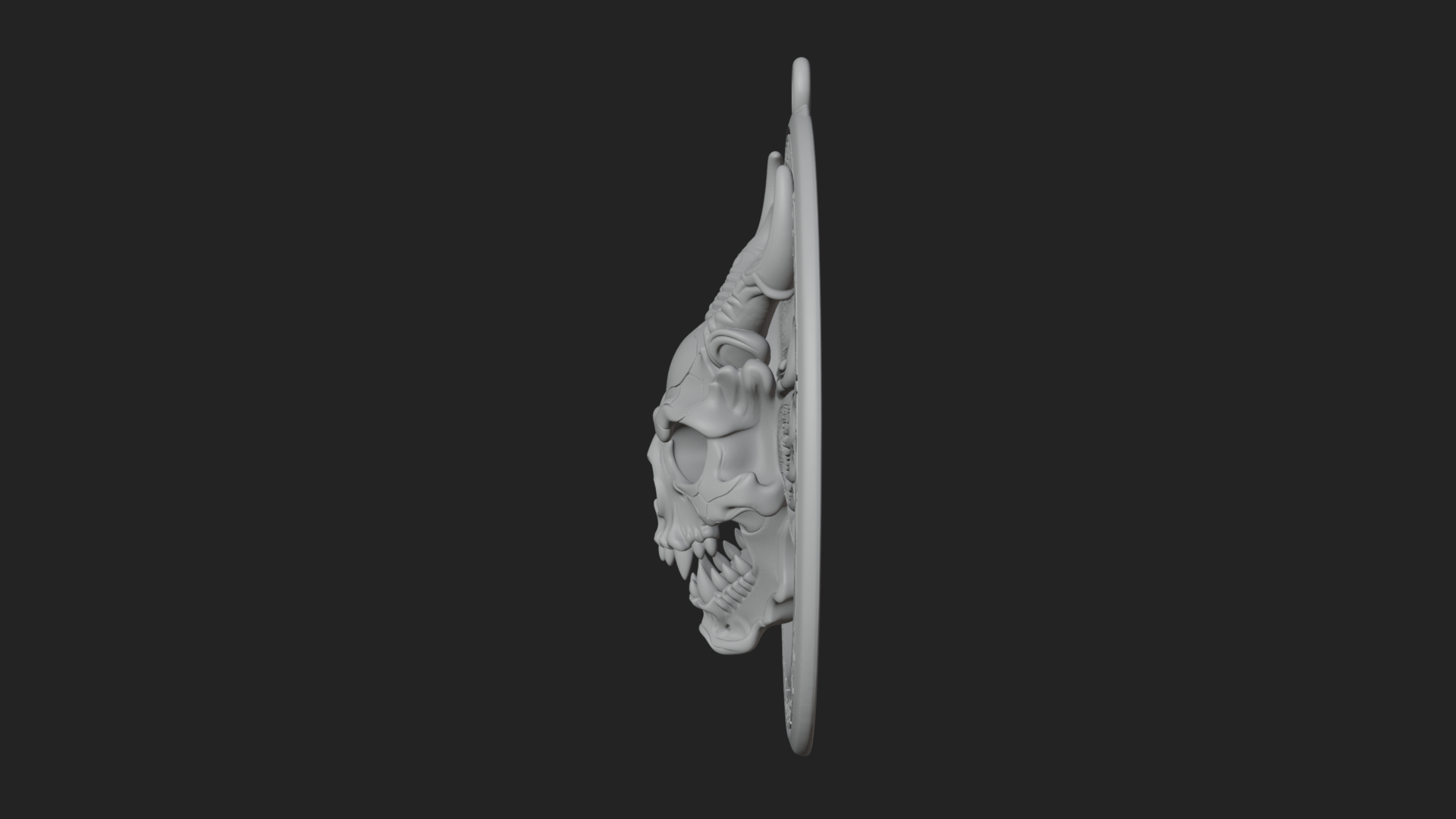 Dragon Skull Oval Relief Plaque Design 1 3D Print Model 3D Model