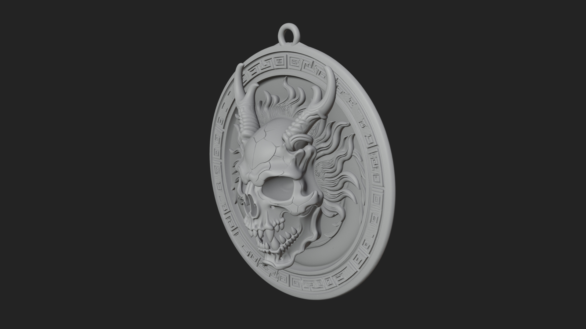 Dragon Skull Oval Relief Plaque Design 1 3D Print Model 3D Model