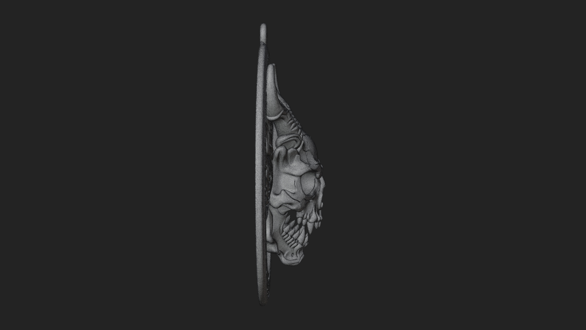 Dragon Skull Oval Relief Plaque Design 1 3D Print Model 3D Model