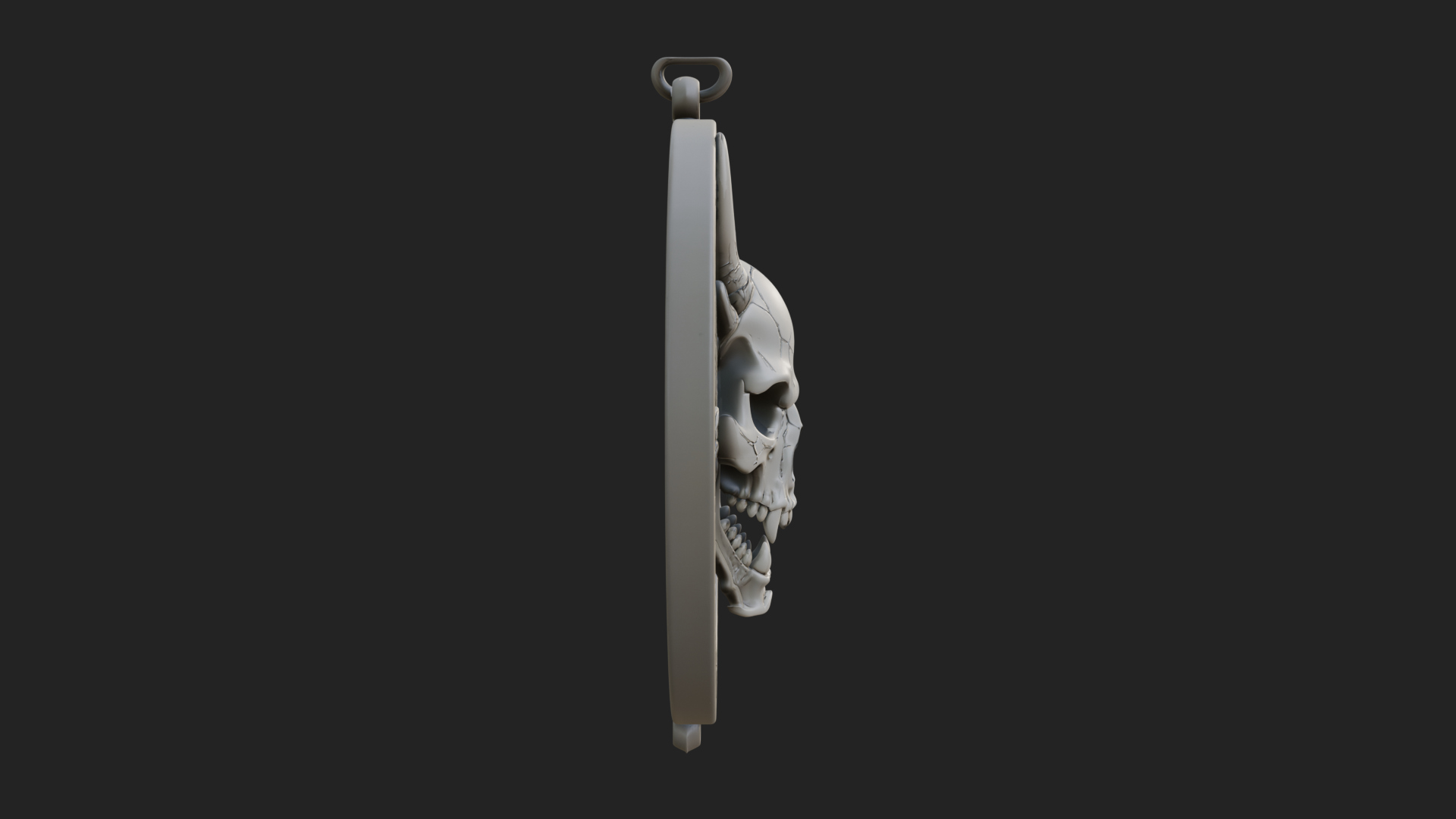 Dragon Skull Oval Relief Plaque Design 2 3D Print Model 3D Model