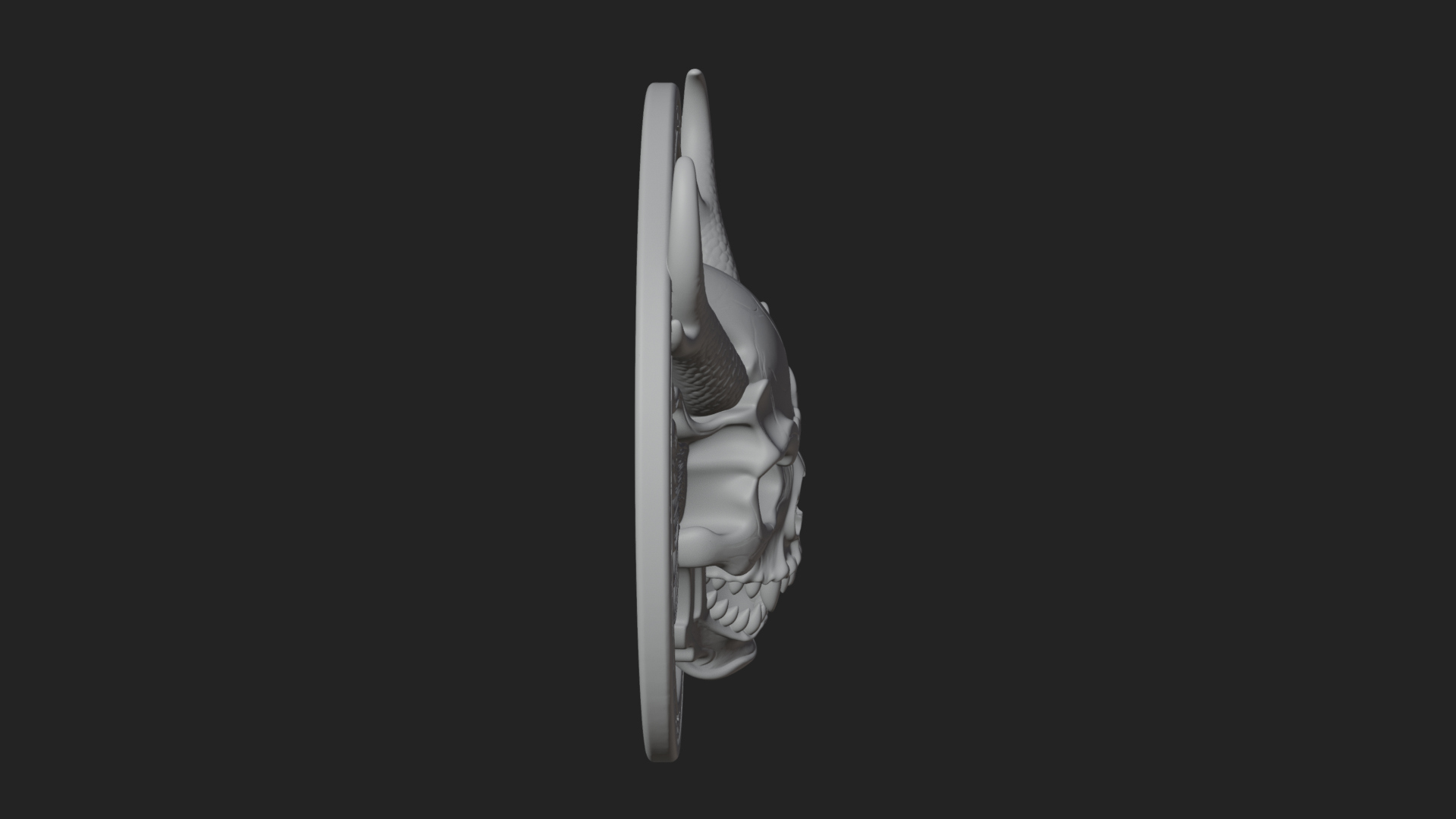 Dragon Skull Oval Relief Plaque Design 3 3d Print Model 3D Model