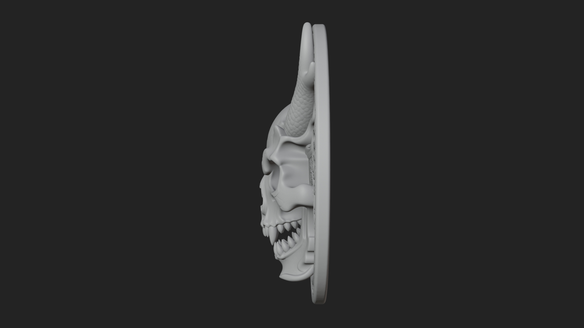 Dragon Skull Oval Relief Plaque Design 3 3d Print Model 3D Model