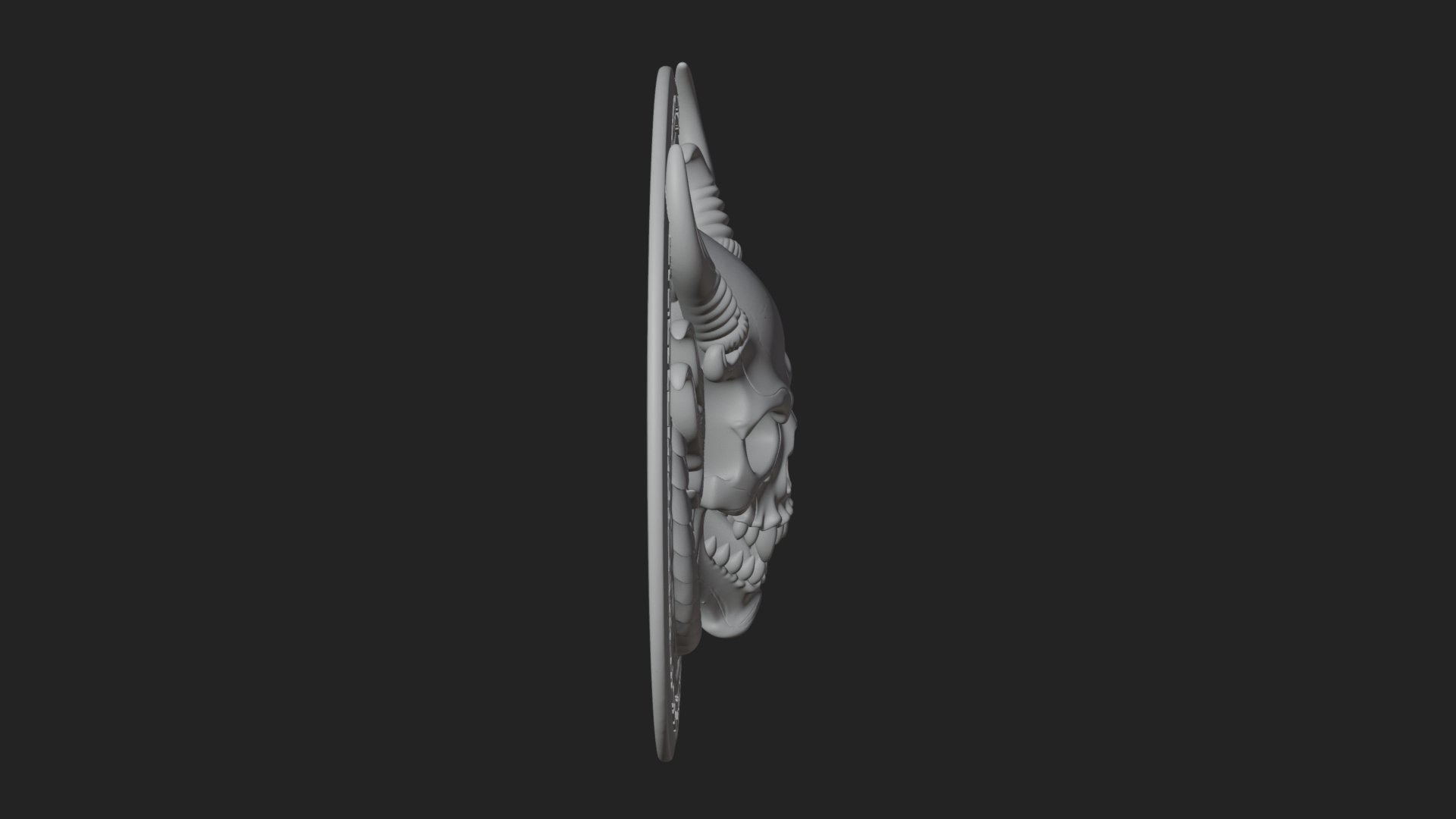 Dragon Skull Oval Relief Plaque Design 4 3D Print Model 3D Model