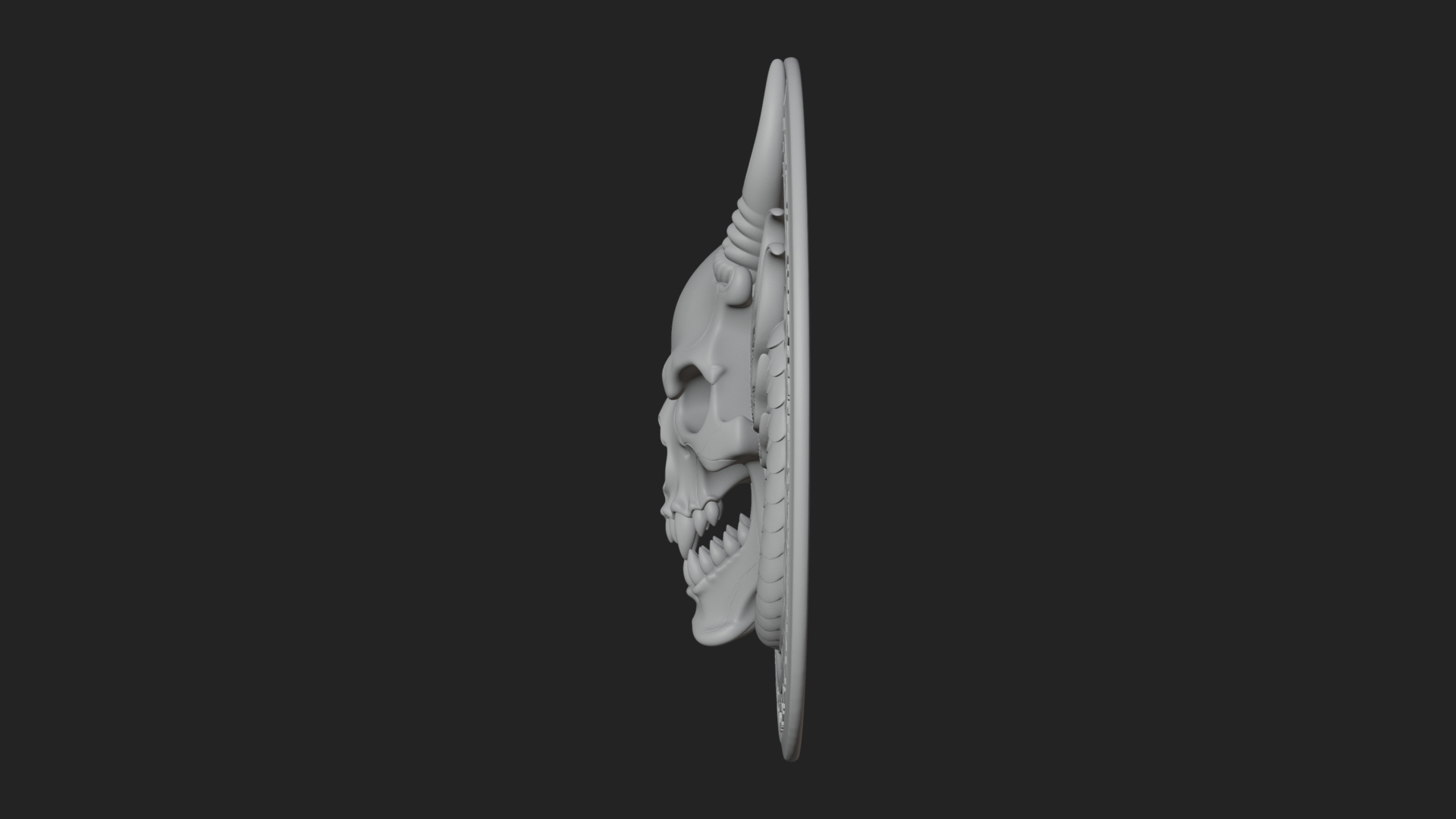 Dragon Skull Oval Relief Plaque Design 4 3D Print Model 3D Model