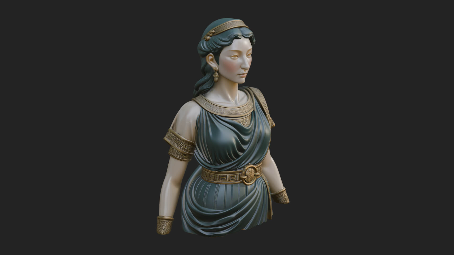 Draped Greek Maiden Bust Design 1 3D Print Model 3D Model