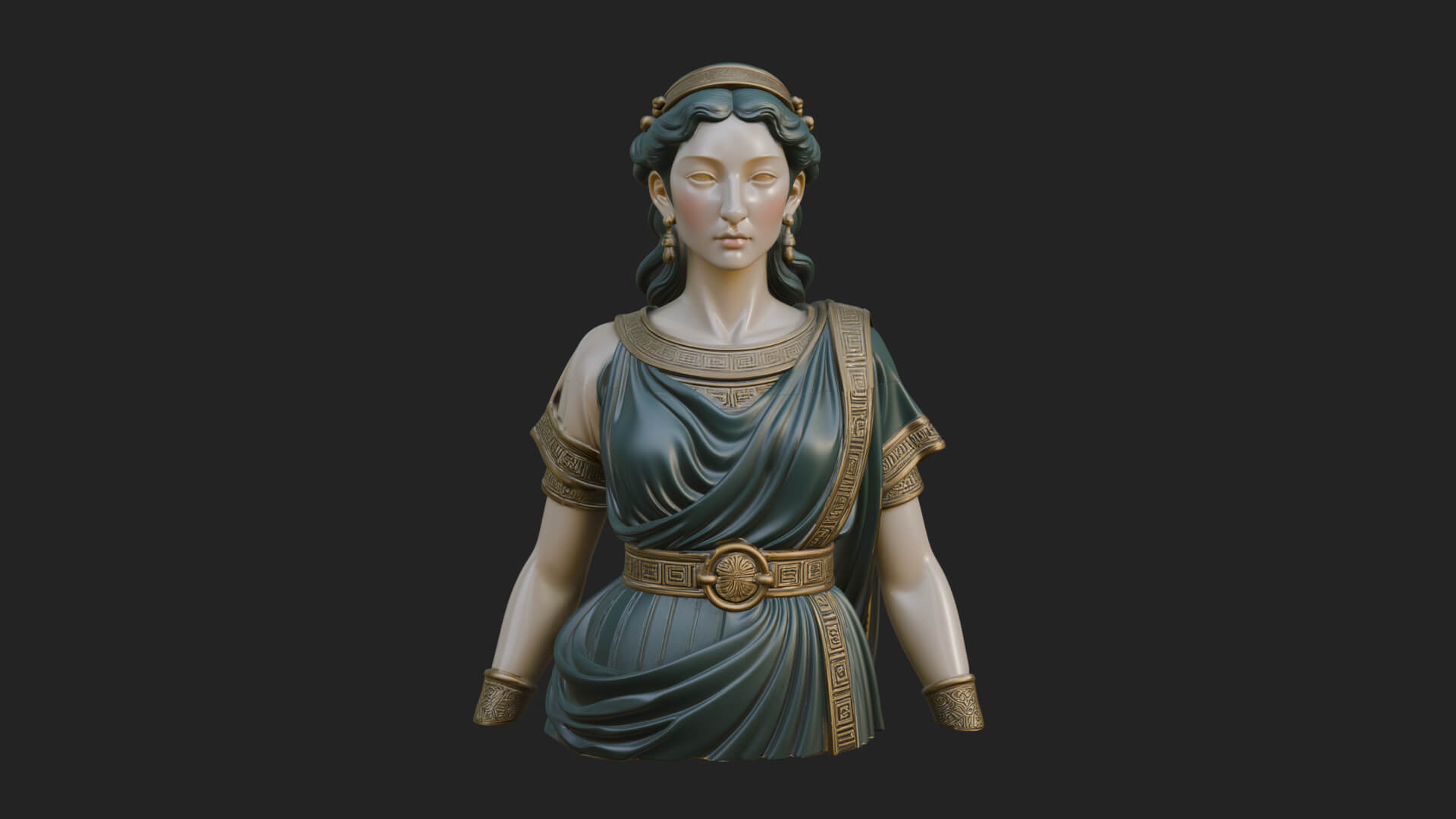 Draped Greek Maiden Bust Design 1 3D Print Model 3D Model