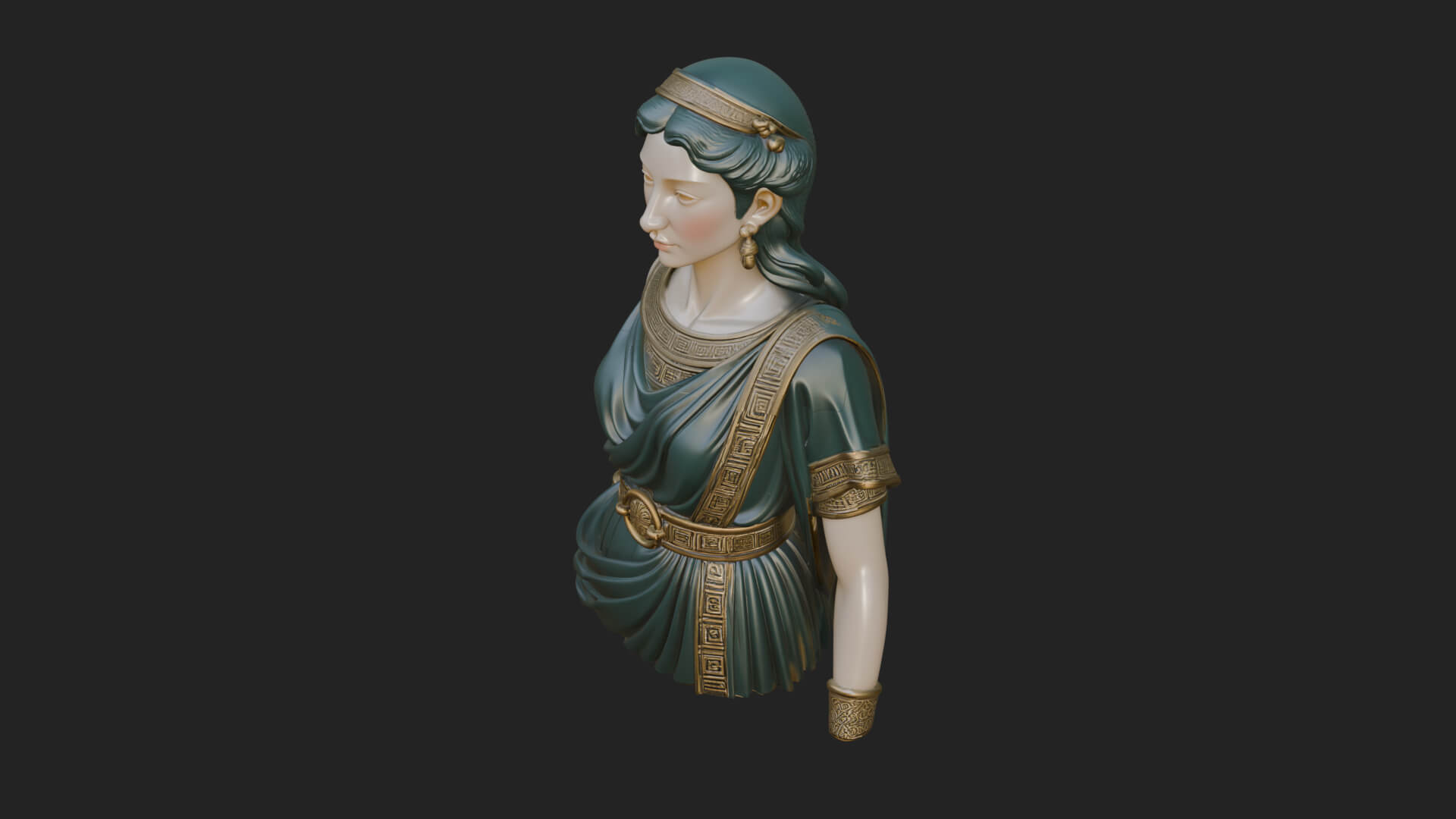 Draped Greek Maiden Bust Design 1 3D Print Model 3D Model