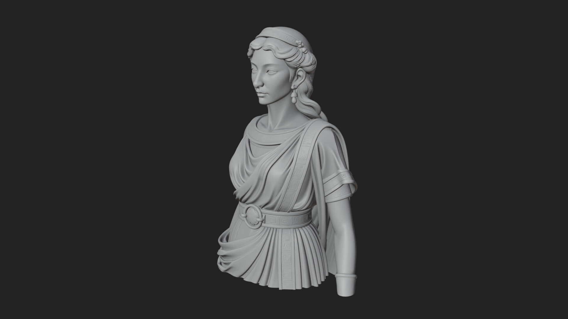 Draped Greek Maiden Bust Design 1 3D Print Model 3D Model