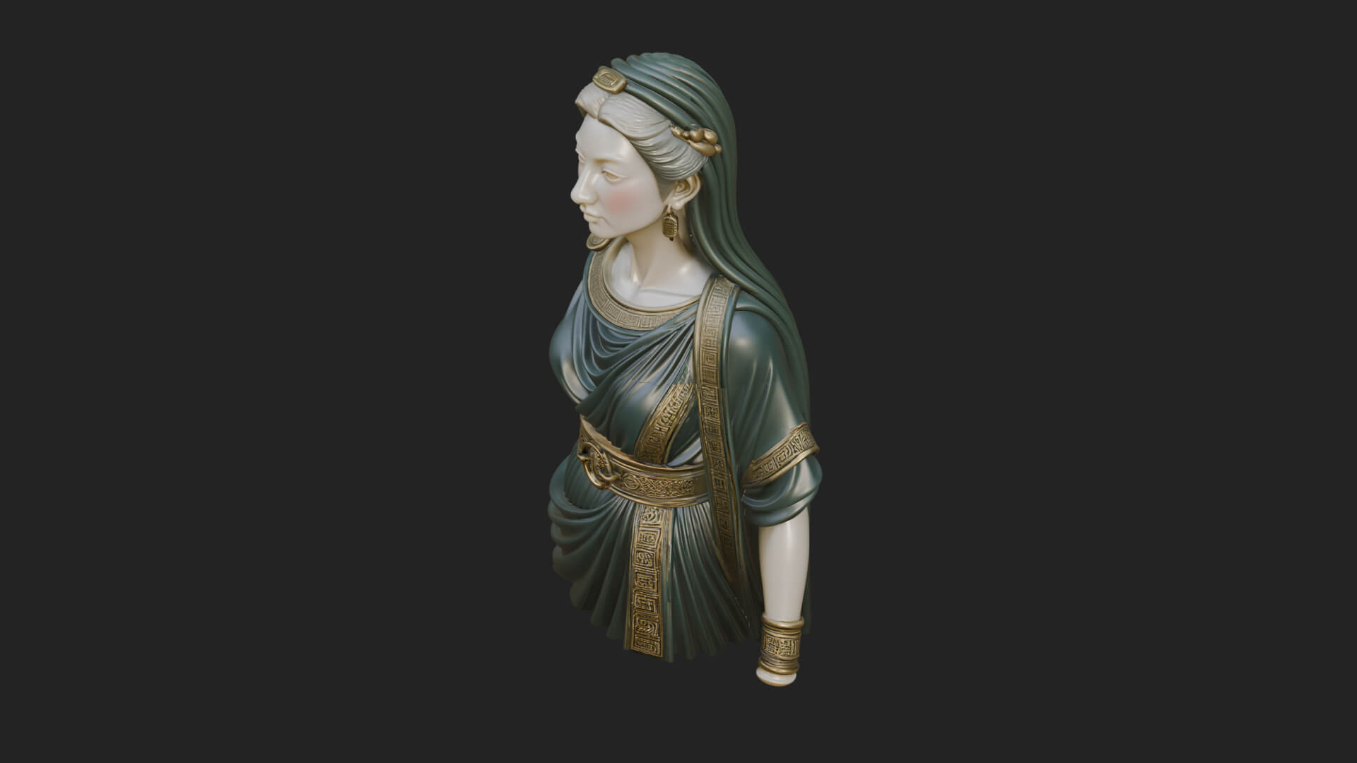 Draped Greek Maiden Bust Design 2 3D Print Model 3D Model