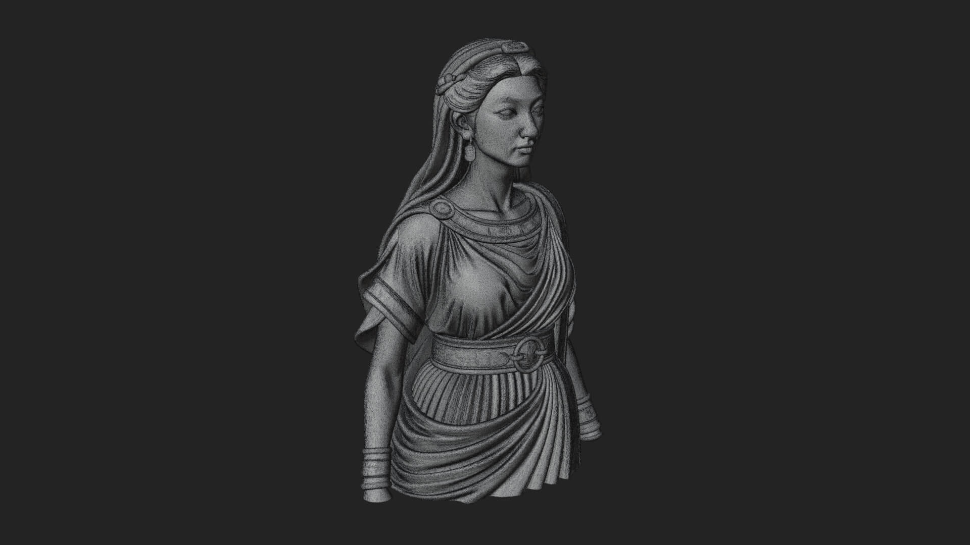 Draped Greek Maiden Bust Design 2 3D Print Model 3D Model