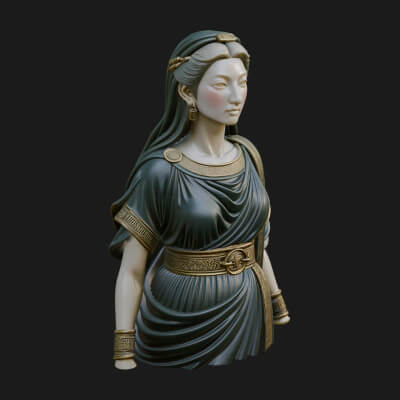 Draped Greek Maiden Bust Design 2 3D Print Model
