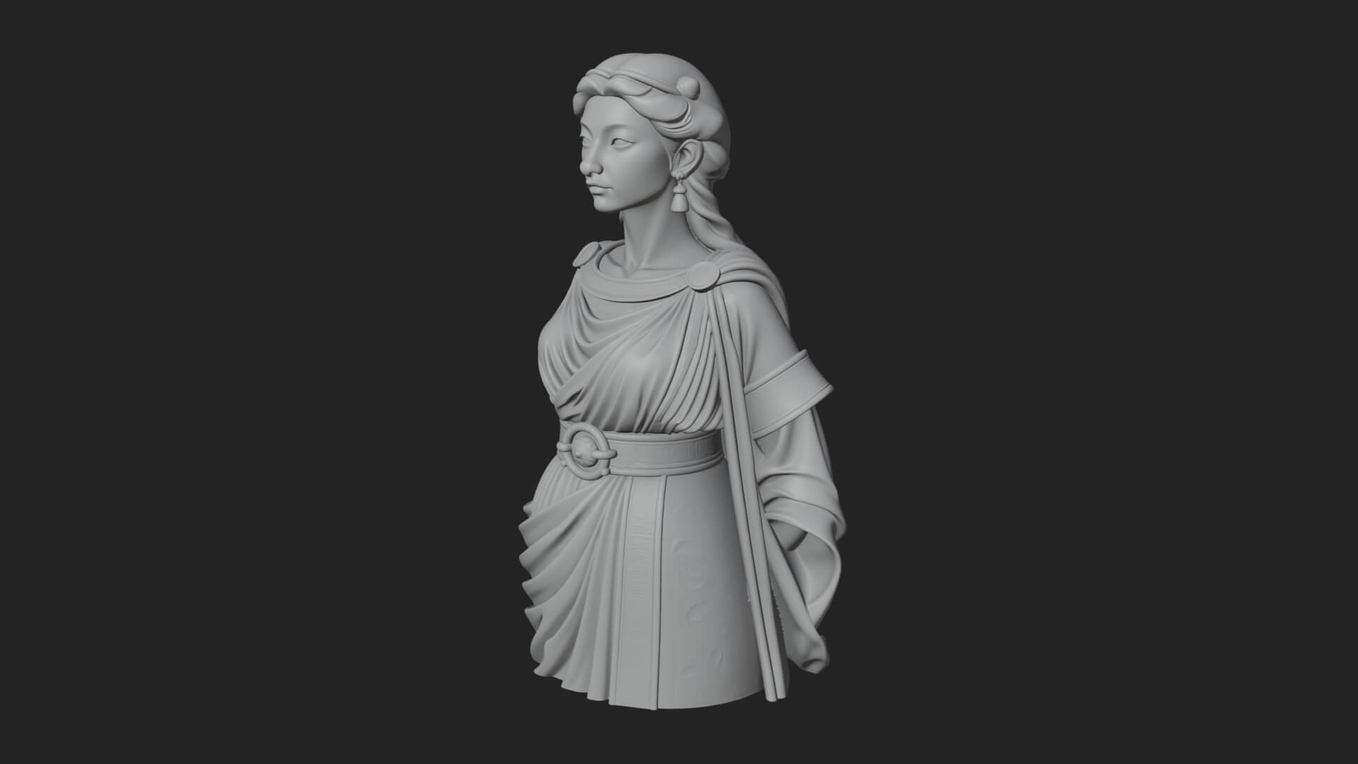 Draped Greek Maiden Bust Design 4 3D Print Model 3D Model