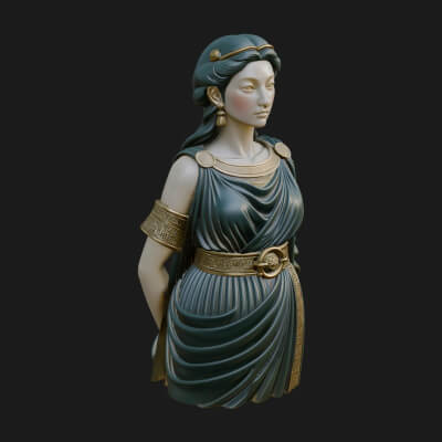 Draped Greek Maiden Bust Design 4 3D Print Model