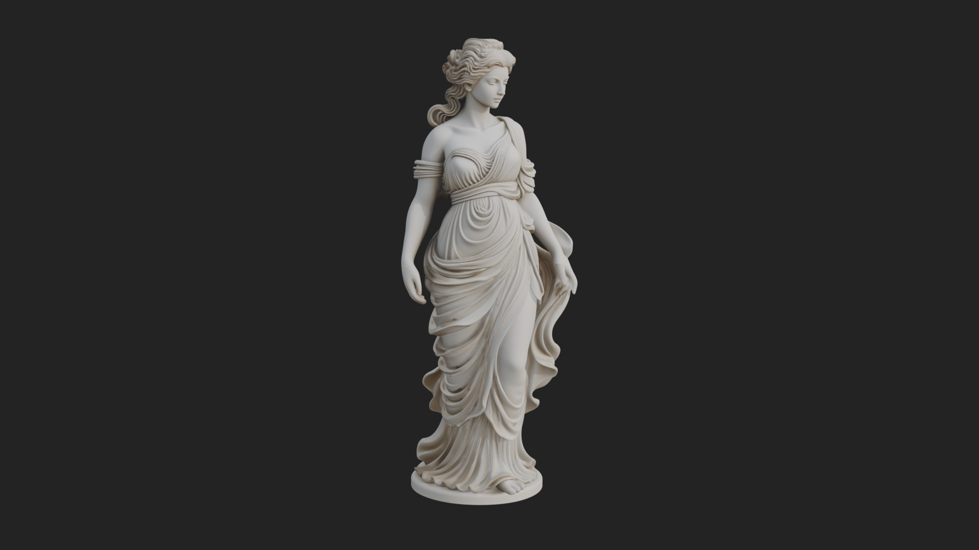 Draped Greek Maiden Statue Design 10 3D Print Model 3D Model