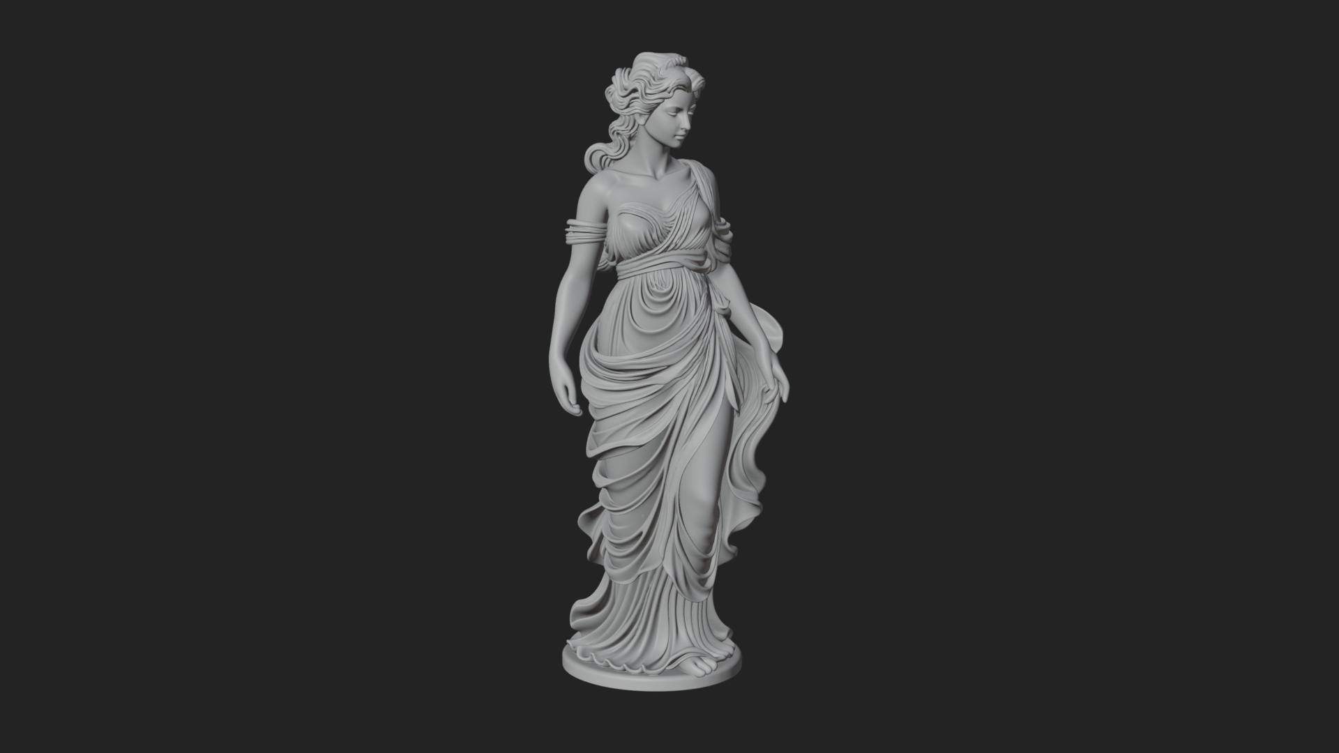 Draped Greek Maiden Statue Design 10 3D Print Model 3D Model
