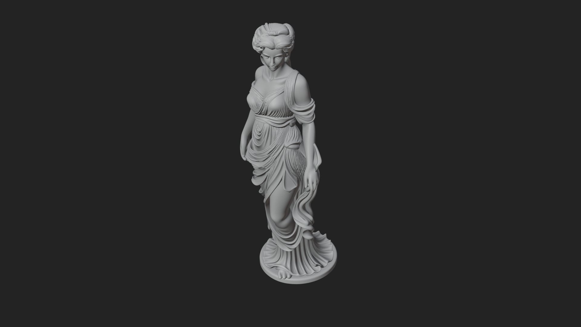 Draped Greek Maiden Statue Design 10 3D Print Model 3D Model