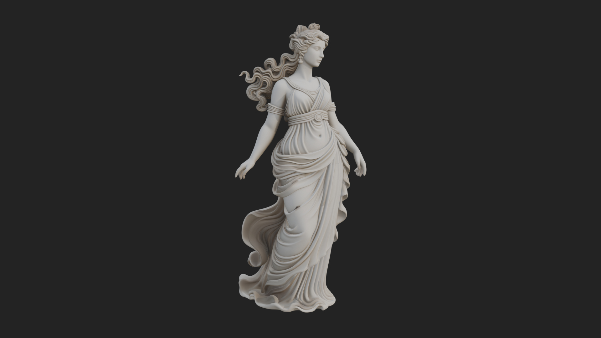 Draped Greek Maiden Statue Design 12 3D Print Model 3D Model