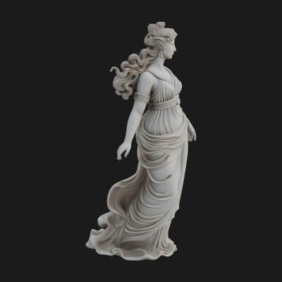 Draped Greek Maiden Statue Design 12 3D Print Model