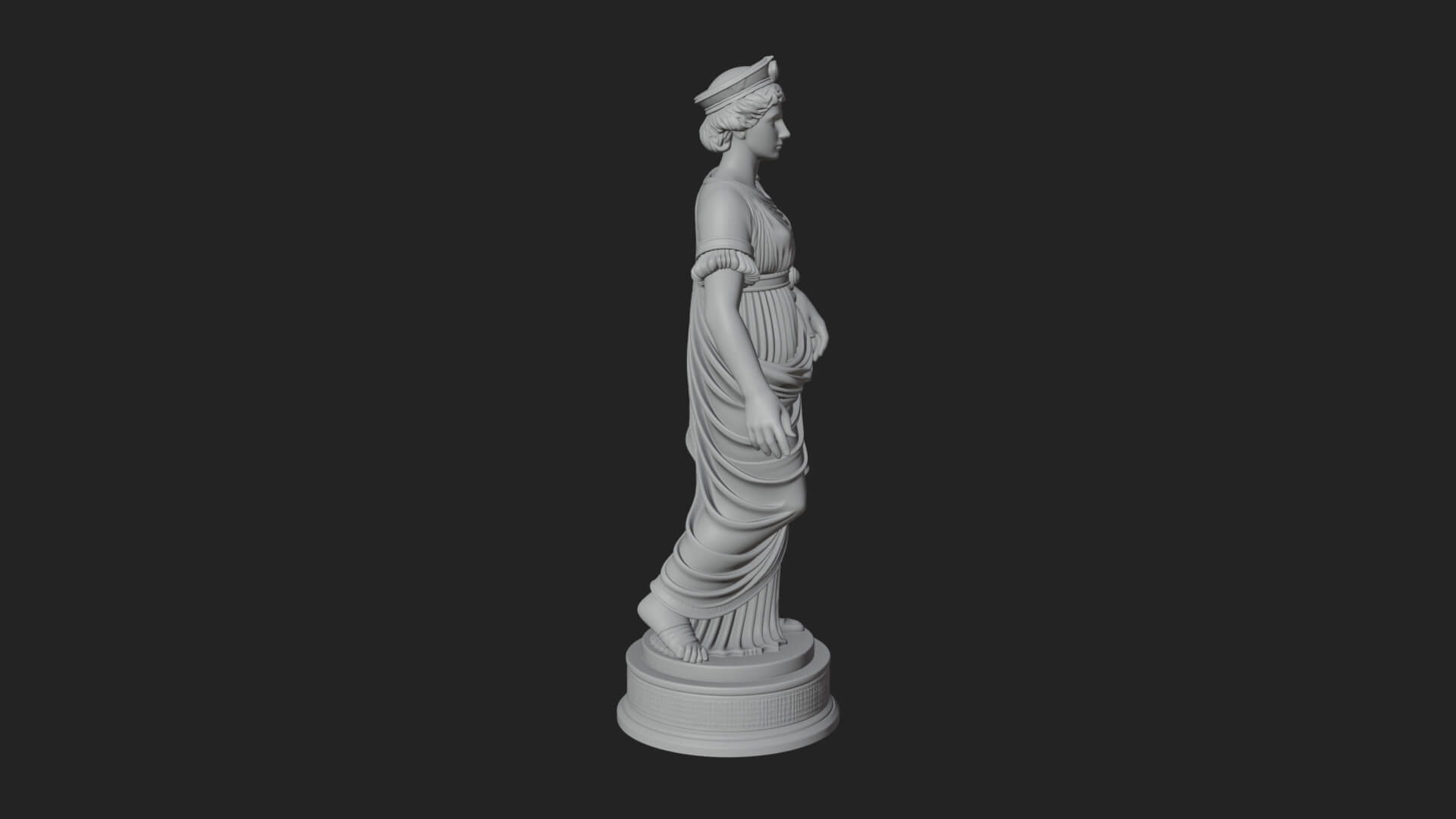 Draped Greek Maiden Statue Design 14 3D Print Model 3D Model