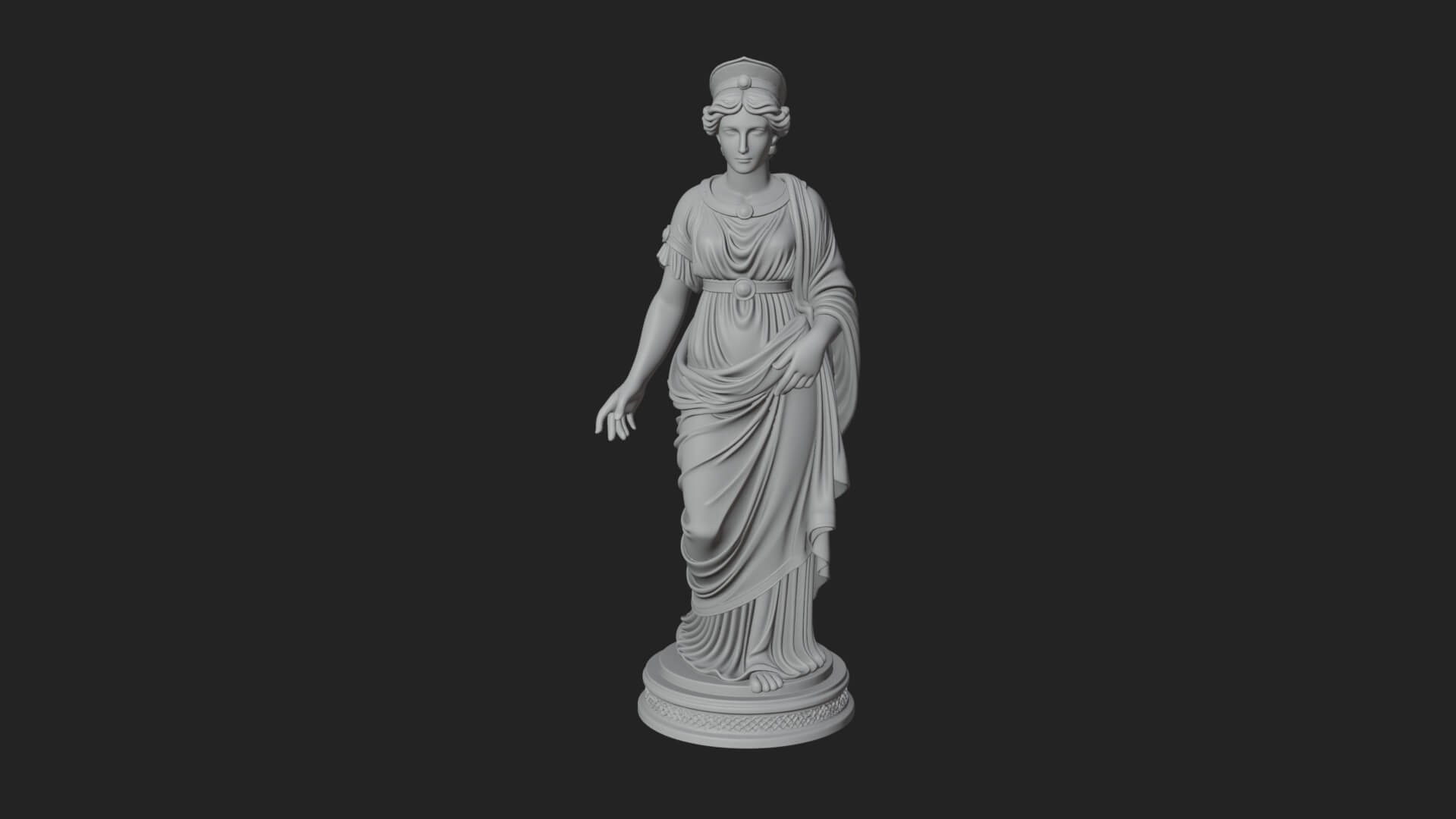 Draped Greek Maiden Statue Design 15 3D Print Model 3D Model