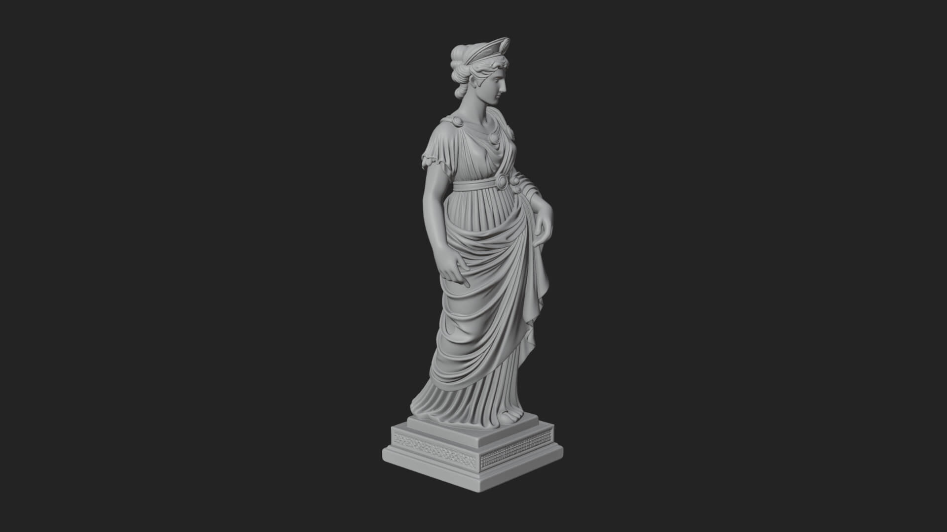 Draped Greek Maiden Statue Design 16 3D Print Model 3D Model