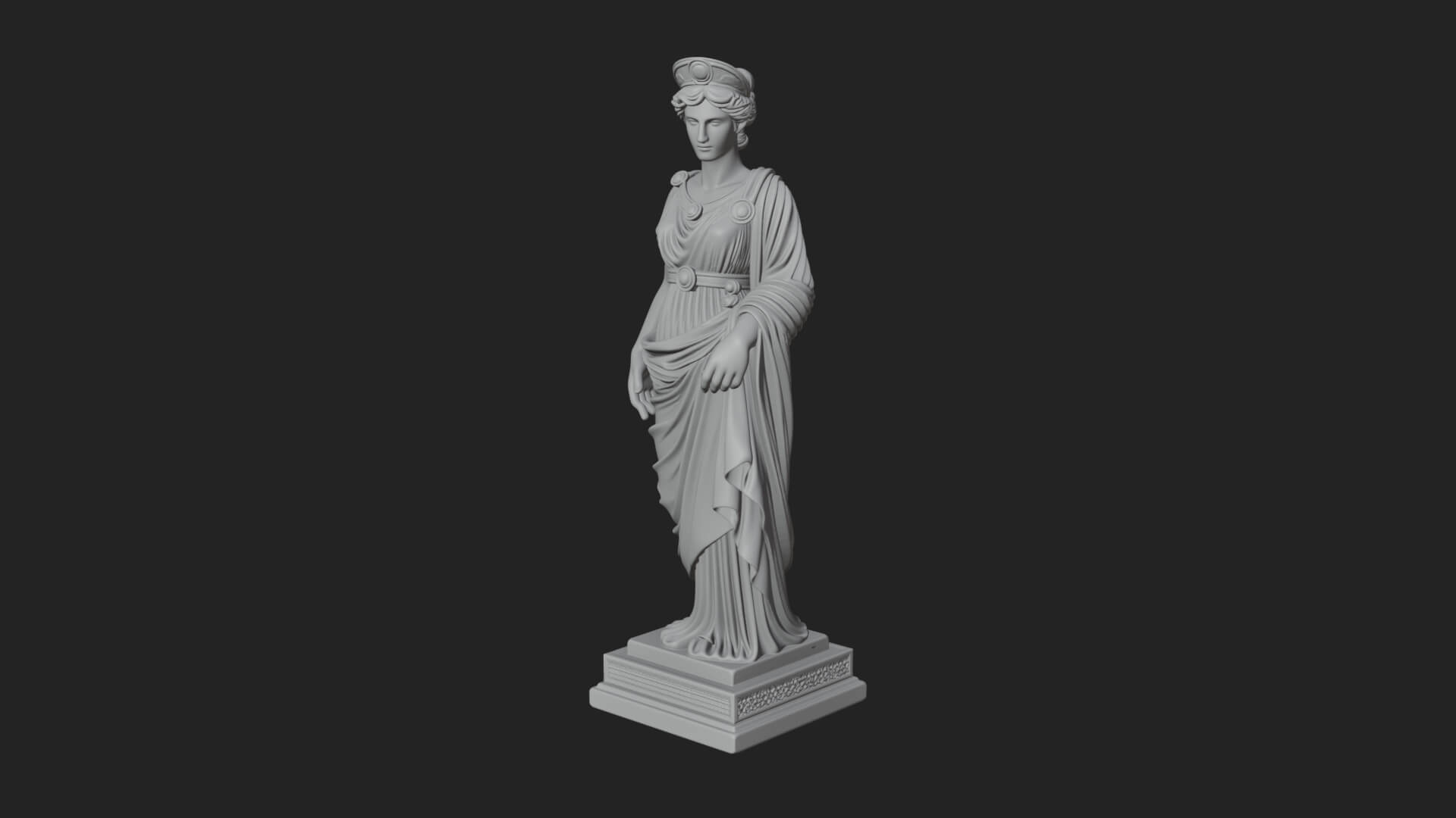 Draped Greek Maiden Statue Design 16 3D Print Model 3D Model
