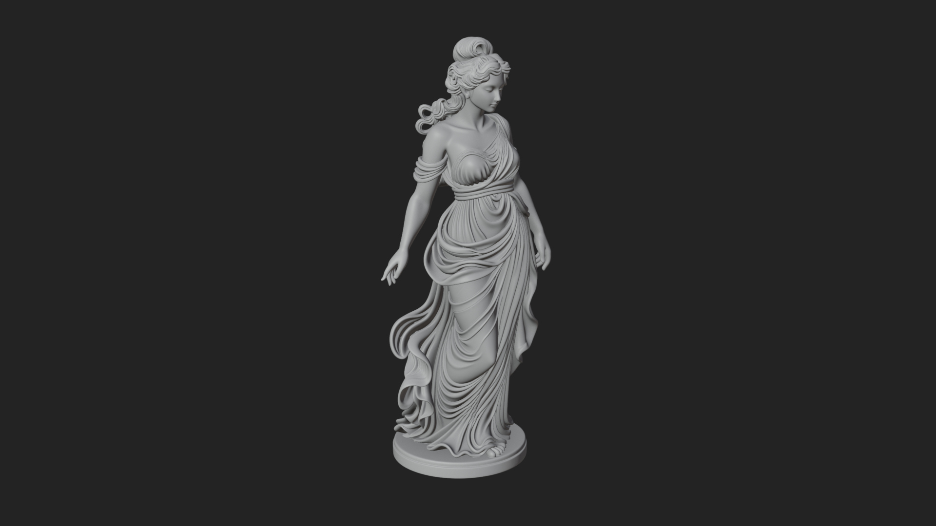 Draped Greek Maiden Statue Design 9 3D Print Model 3D Model