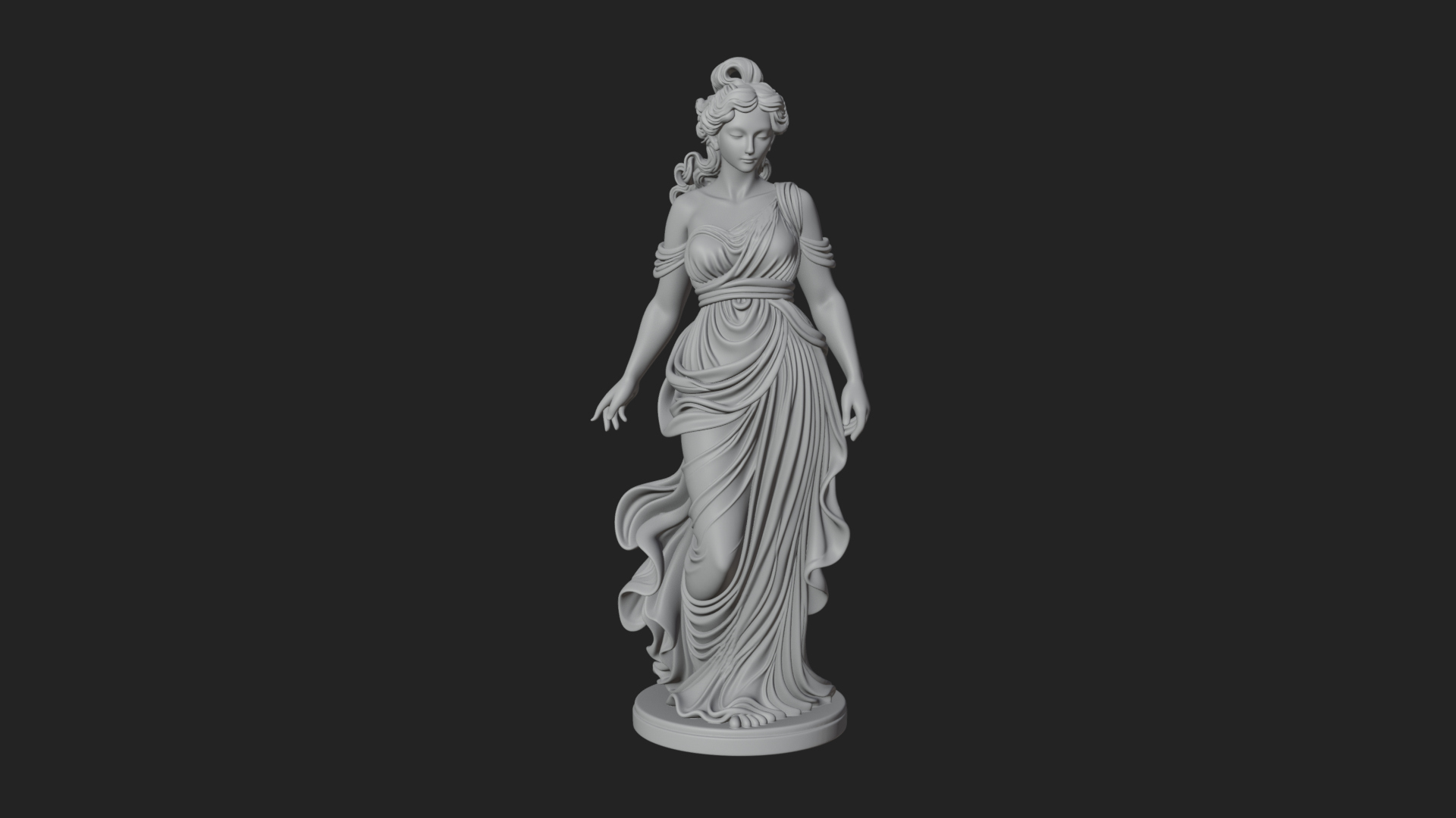 Draped Greek Maiden Statue Design 9 3D Print Model 3D Model
