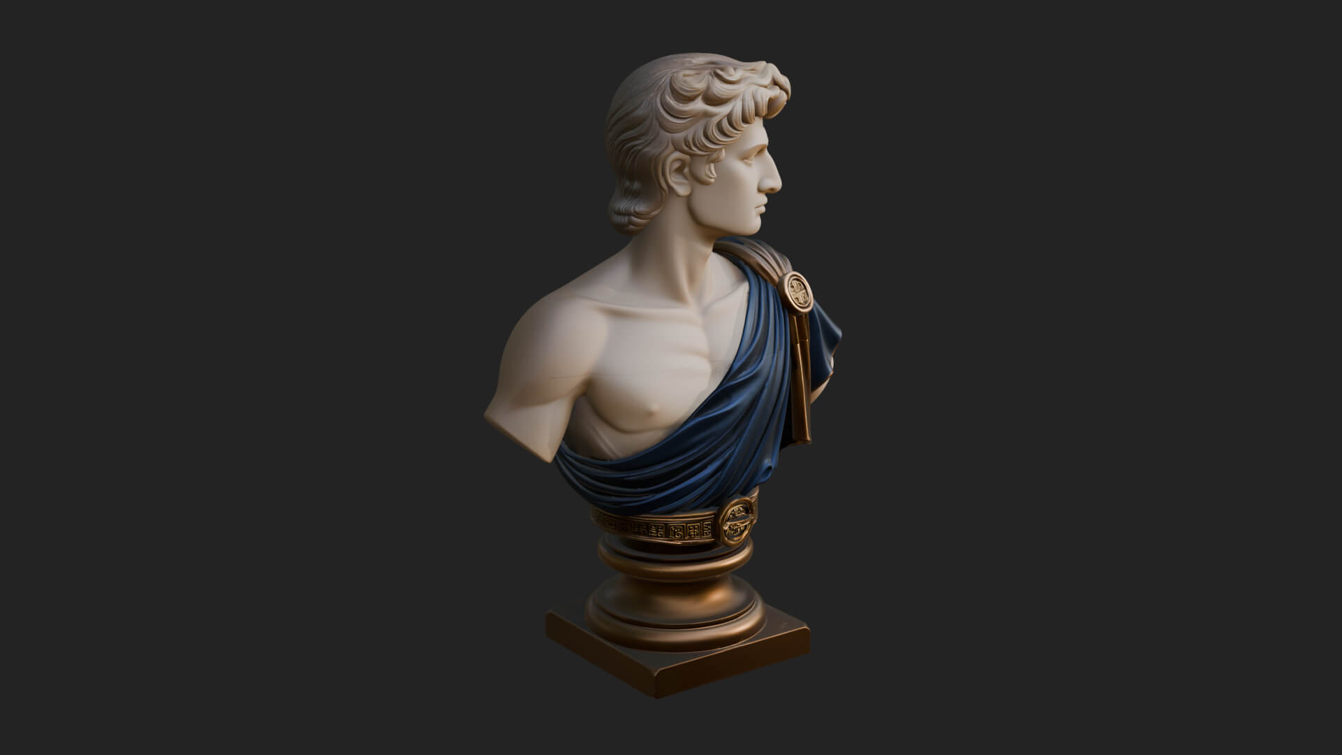 Draped Greek Youth Bust Design 1 3D Print Model 3D Model