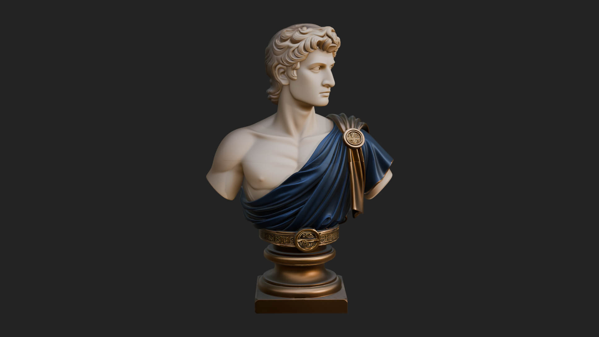 Draped Greek Youth Bust Design 1 3D Print Model 3D Model
