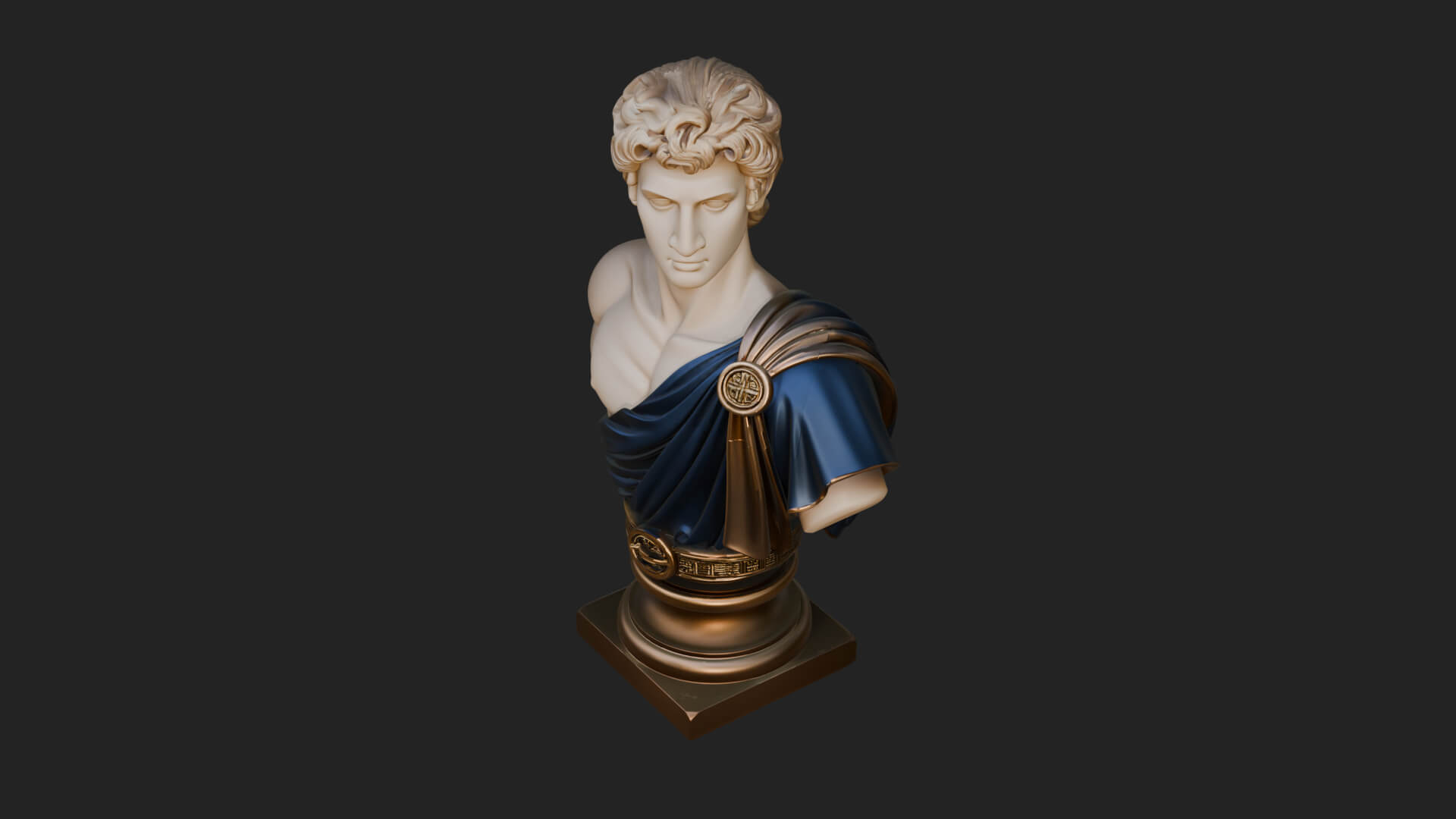 Draped Greek Youth Bust Design 1 3D Print Model 3D Model