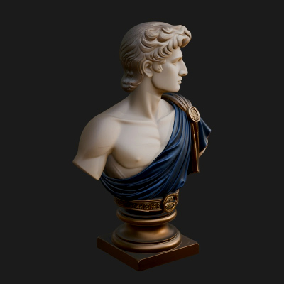 Draped Greek Youth Bust Design 1 3D Print Model