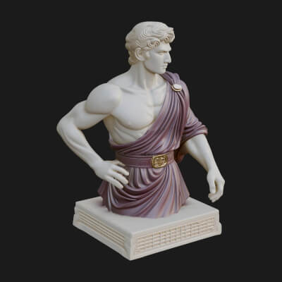 Draped Greek Youth Bust Design 12 3D Print Model