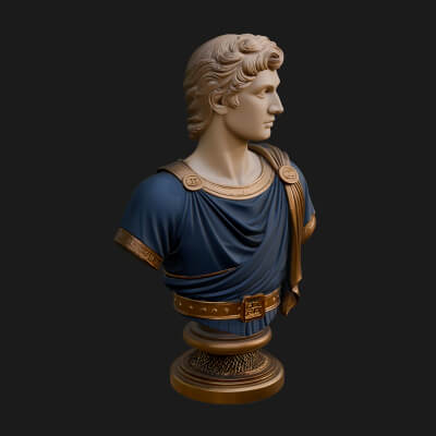 Draped Greek Youth Bust Design 3 3D Print Model