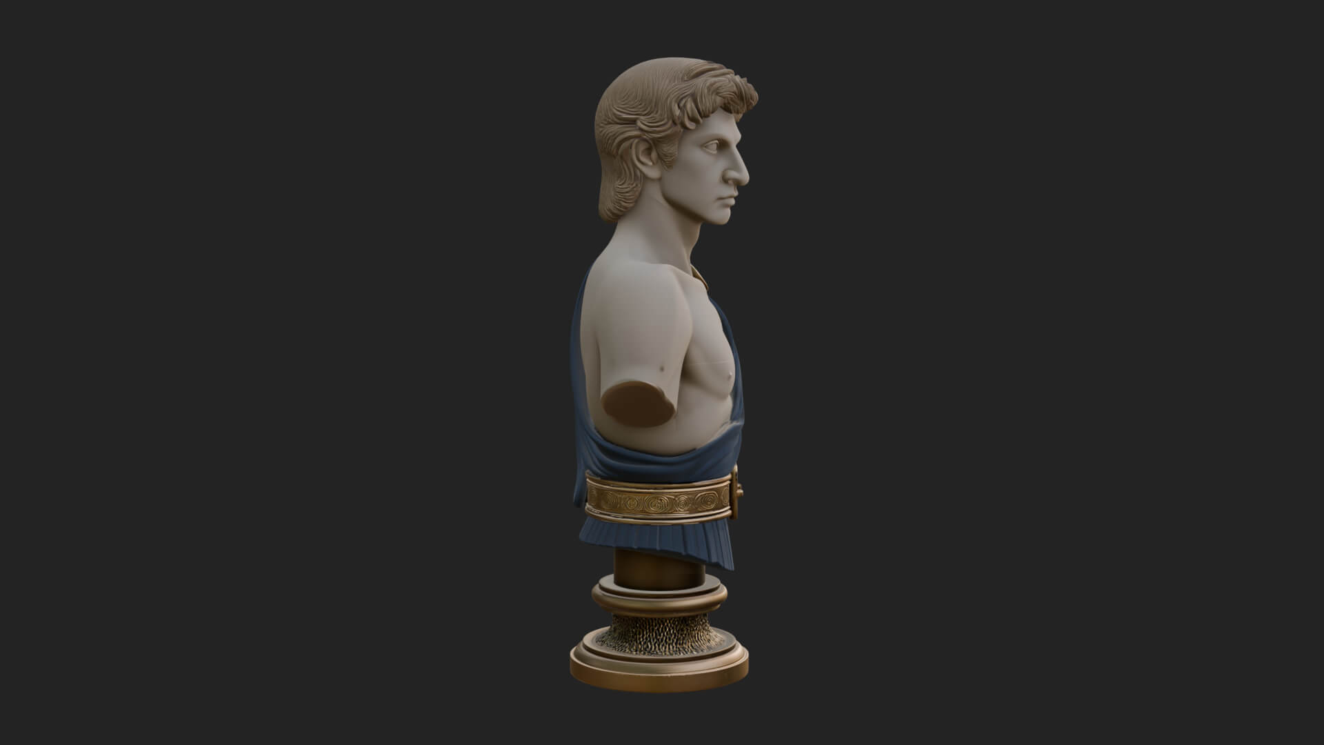 Draped Greek Youth Bust Design 4 3D Print Model 3D Model