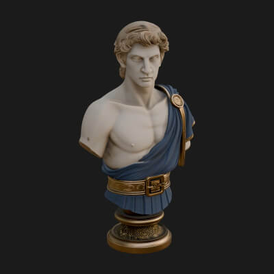 Draped Greek Youth Bust Design 4 3D Print Model