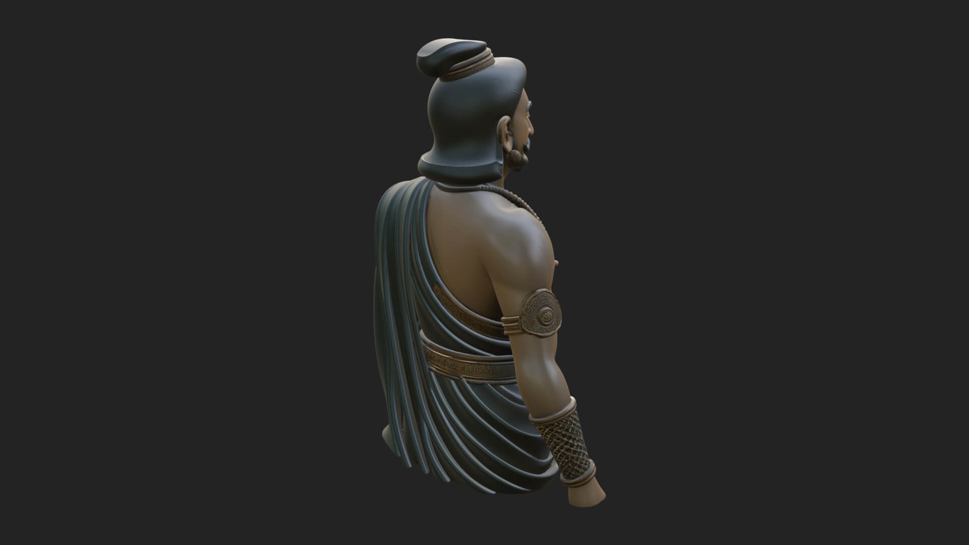 Draped Indian Prince Bust Design 1 3D Print Model 3D Model
