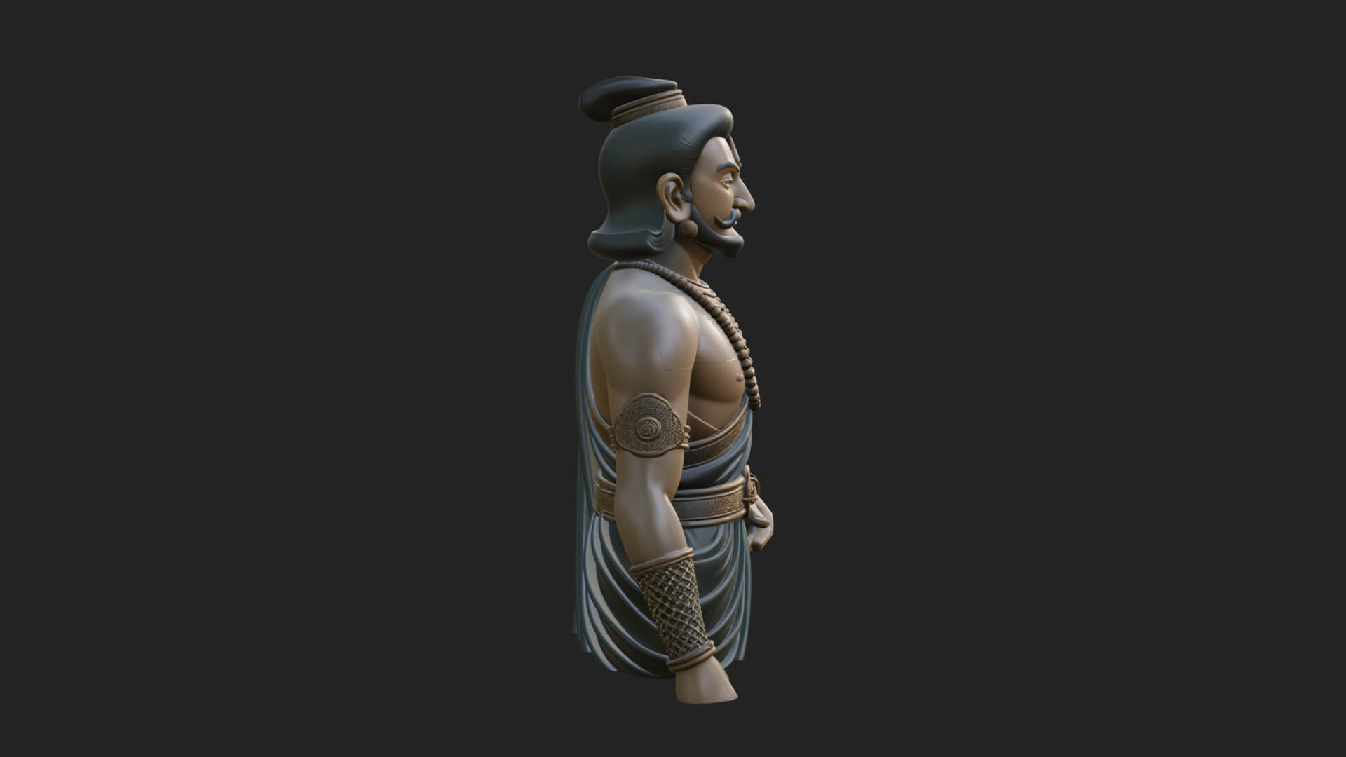 Draped Indian Prince Bust Design 1 3D Print Model 3D Model