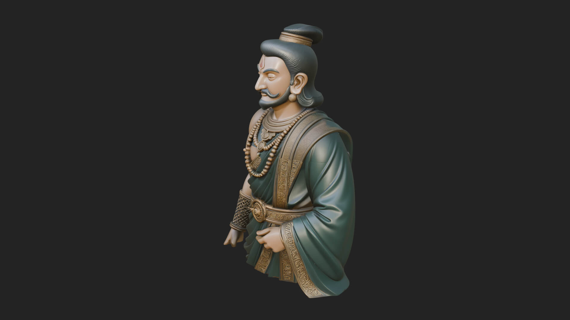 Draped Indian Prince Bust Design 1 3D Print Model 3D Model