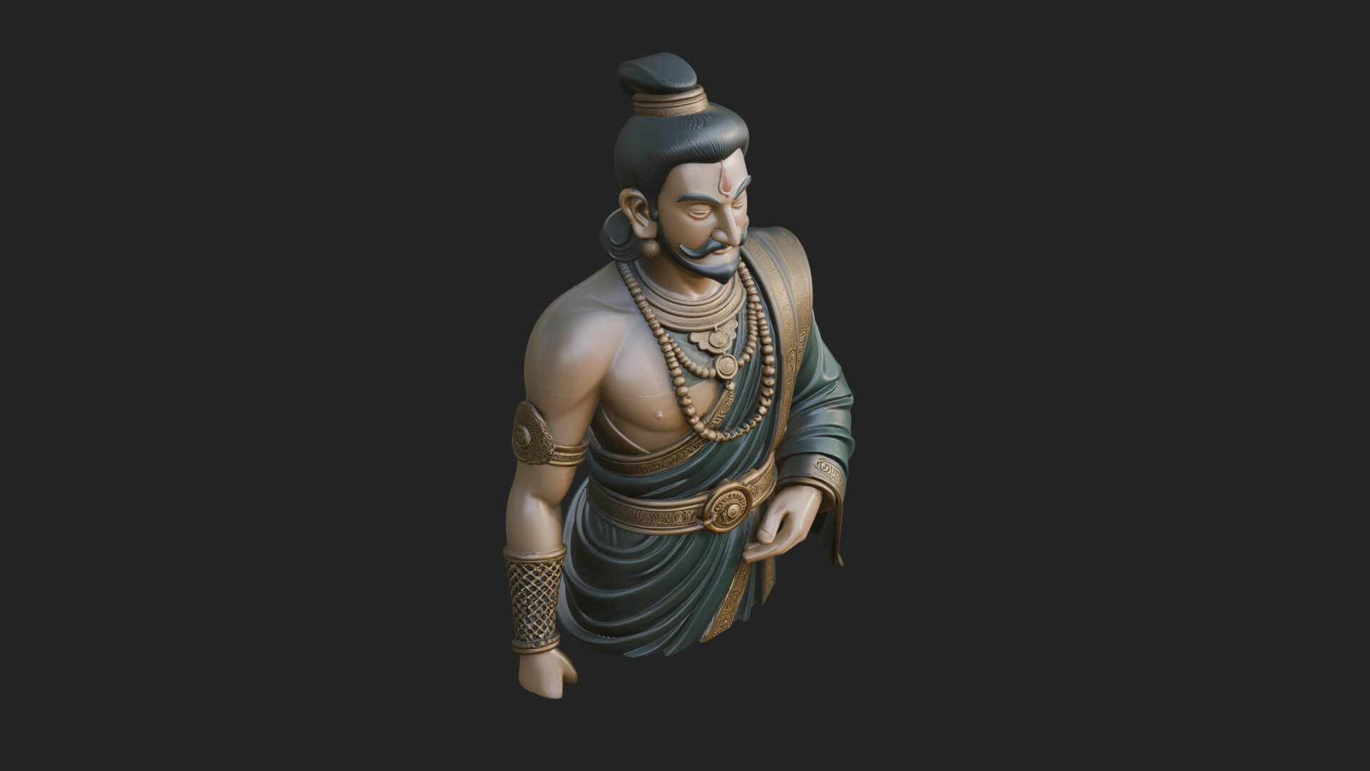 Draped Indian Prince Bust Design 1 3D Print Model 3D Model