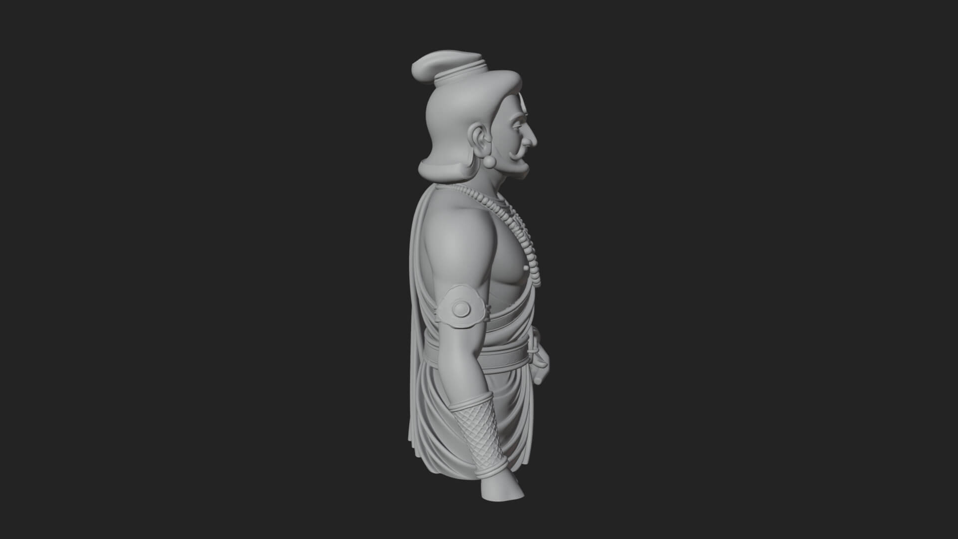 Draped Indian Prince Bust Design 1 3D Print Model 3D Model