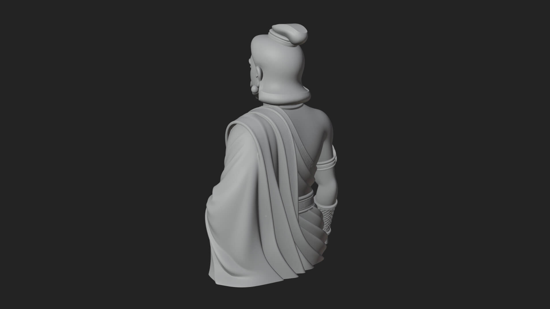 Draped Indian Prince Bust Design 1 3D Print Model 3D Model