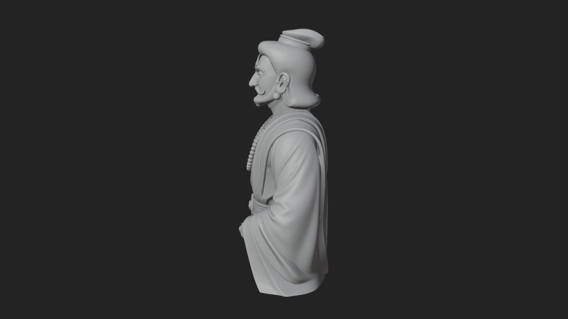 Draped Indian Prince Bust Design 1 3D Print Model 3D Model