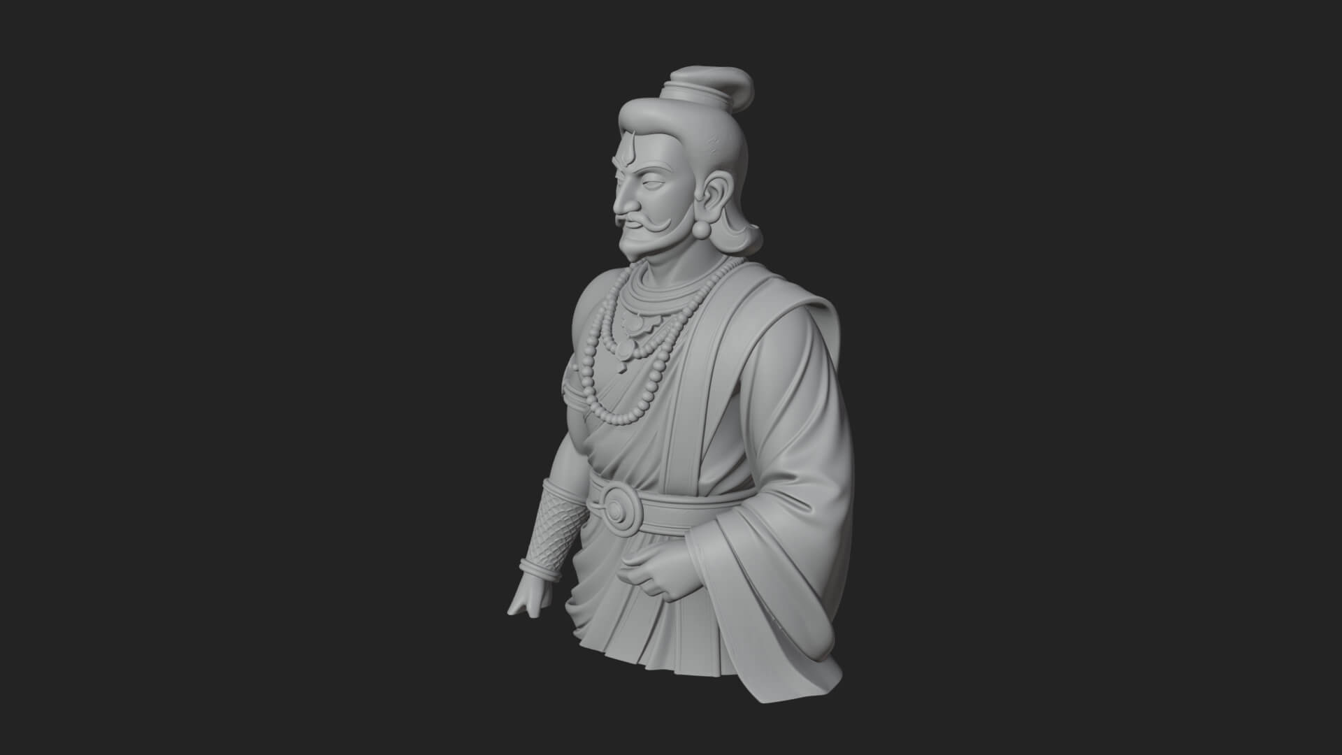 Draped Indian Prince Bust Design 1 3D Print Model 3D Model