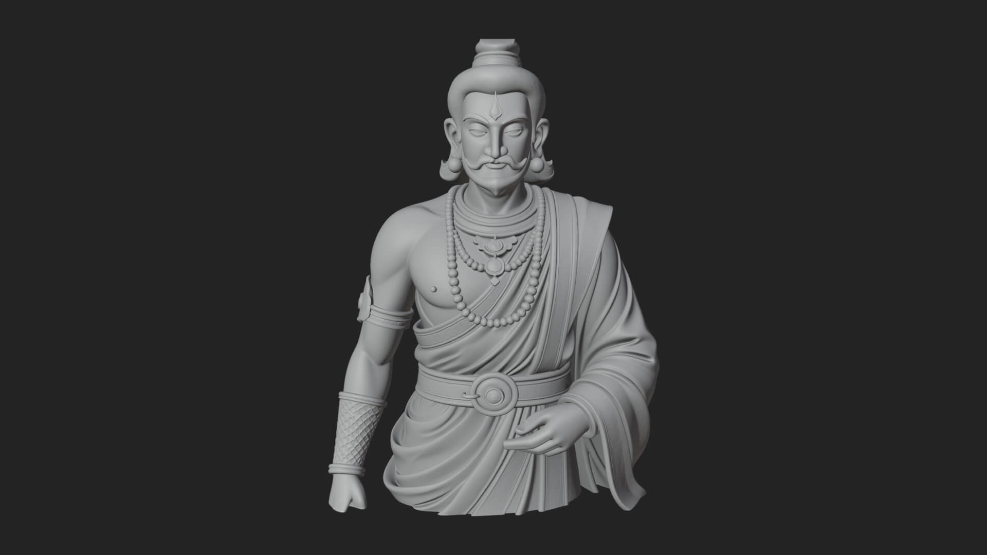 Draped Indian Prince Bust Design 1 3D Print Model 3D Model